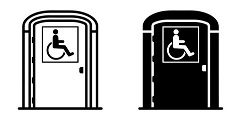 Poster - ofvs453 OutlineFilledVectorSign ofvs - handicap accessible portable toilet vector icon . isolated transparent . black outline and filled version . AI 10 / EPS 10 / PNG . g11794
