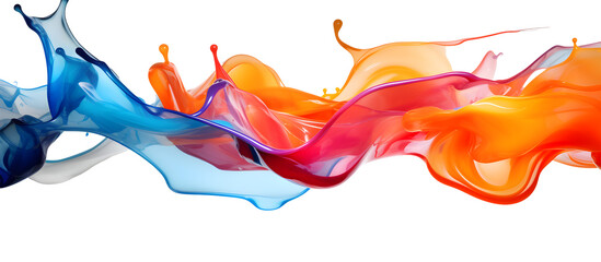 Wall Mural - Colorful wave paint splash border with liquid drops. Generative AI