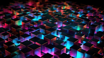 Poster - Abstract Wallpaper Background in Colorful Squares extreme closeup. Generative AI