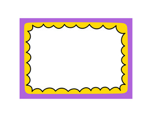 Aufkleber - Wave scalloped edge frame. Doodle border with wavy pattern. Trendy graphic template. Cute curved frame box. Geometric abstract background. Hand drawn vector illustration isolated on white background.