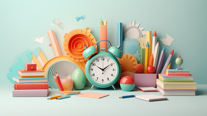 Fototapete - background back to school bright modern 3d.