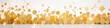 panorama long narrow top of the site different types of golden bokeh on a white background.