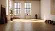 © kichigin19 - bright empty room hall with a large window and parquet, natural lighting.