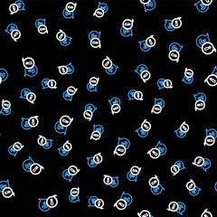 Fototapete - Line Speech bubbles with Question and Exclamation icon isolated seamless pattern on black background. FAQ sign. Copy files, chat speech bubble and chart. Vector