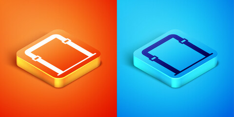 Sticker - Isometric Sport horizontal bar icon isolated on orange and blue background. Vector