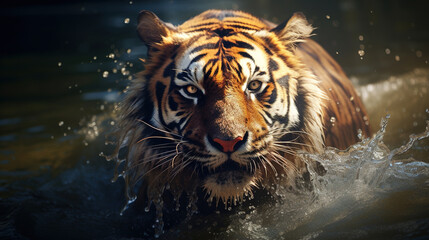 Wall Mural - Tiger in the Water.Generative Ai