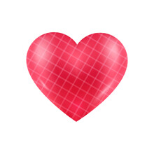 Vector Red Seamless Plaid Heart On White Background