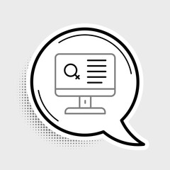 Poster - line dating app online laptop concept icon isolated on grey background. female male profile flat des