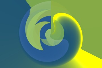 Aufkleber - abstract background with swirls in green and yellow colors, illustration