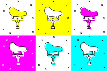 Sticker - Set Bicycle seat icon isolated on color background. Bicycle saddle. Vector