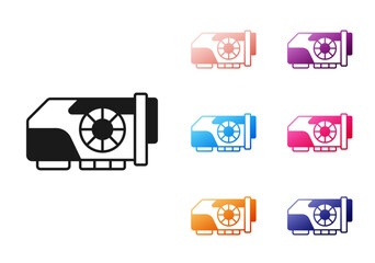 Poster - Black Video graphic card icon isolated on white background. Set icons colorful. Vector