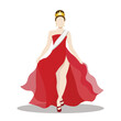 An elegant beauty queen in red dress with sash and crown. Vector illustration flat charactor design on white background