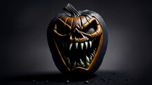 Halloween Pumpkin Isolated Jack-o-lantern On Black Background