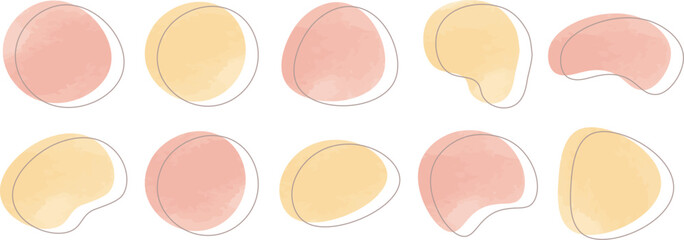 Wall Mural - 水彩のかわいい抽象的なゆるゆるフレーム　　　Set of cute abstract shapes.Vector loose frame.　vector water frame set.