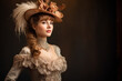 © Keitma - Portrait of an elegant lady, close-up, wearing Edwardian inspired gown, delicate hat with feathers, costume drama style