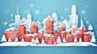 Snowy Chicago city. Merry Christmas paper art greeting. Generative AI