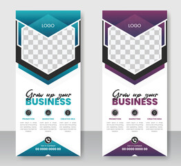 Wall Mural - Modern business corporate dl Flyer Rack Card design template with roll up banner design