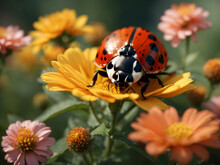 A Cute Ladybird On Flower