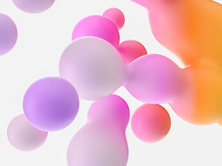 Aufkleber - abstract 3d art background. colorful floating liquid blobs, soap bubbles, metaballs.