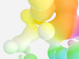 Aufkleber - Abstract 3d art background. Colorful floating liquid blobs, soap bubbles, metaballs.