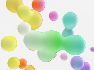 Aufkleber - Abstract 3d art background. Colorful floating liquid blobs, soap bubbles, metaballs.