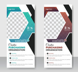 Wall Mural - Modern business corporate dl Flyer Rack Card design template with roll up banner design