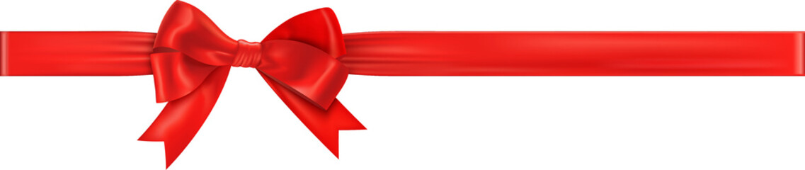 Wall Mural - Shiny red satin ribbon  and bow