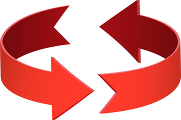 3D rotation sign red icon