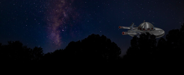 Wall Mural - flying saucer with two big guns