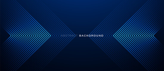 Leinwandbilder - Dark blue abstract background. Glowing triangle geometric lines overlapping. Modern shiny blue lines pattern. Futuristic technology concept. Vector illustration