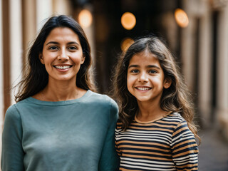 photo of happy family mother and daughter, generative AI