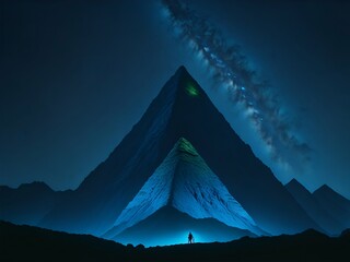 Wall Mural - mountains scape, deep cosmos sky. ai generated illustration