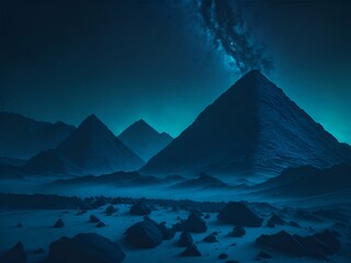Wall Mural - mountains scape, deep cosmos sky. ai generated illustration