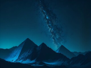 Wall Mural - mountains scape, deep cosmos sky. ai generated illustration