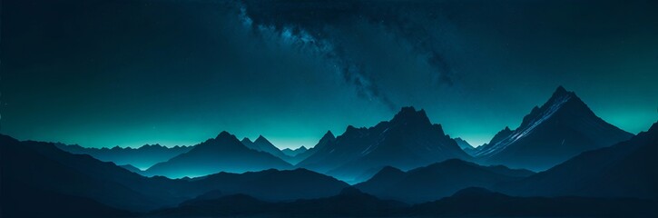 Wall Mural - mountains scape, deep cosmos sky. ai generated illustration