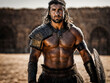 © Pathompong - photo of ancient barbarian male warrior stained , generative AI