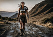 © Pathompong - photo of ancient barbarian female warrior stained , generative AI