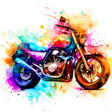 Motorbike Watercolor Digital Art