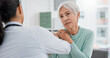 © Felix/peopleimages.com - Physiotherapist, senior woman and check shoulder for rehabilitation help, recovery support or joint injury. Chiropractor consultation talk, elderly patient or physiotherapy doctor for medical service