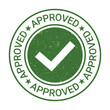Approved Rubber Stamp, Approved Icon, Seal Of Approval, Tested And Verified Badge With Check Mark, Accepted Sign, Authorized Badge Design With Grunge Texture Vector Illustration