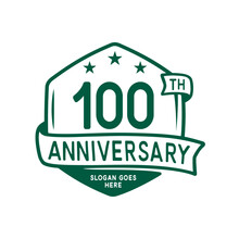 100 Years Anniversary Celebration Hexagon Design Template. 100th Anniversary Logo. Vector And Illustration.
