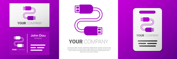 Poster - Logotype USB cable cord icon isolated on white background. Connectors and sockets for PC and mobile devices. Logo design template element. Vector