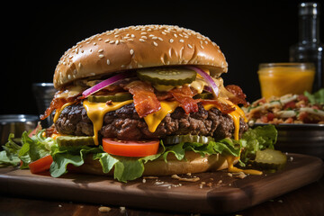 Wall Mural - Classic American Double Cheeseburger. 