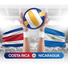 Wall Mural - Costa Rica vs Nicaragua national teams volleyball volley ball match competition concept.