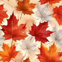 Wall Mural - Seamless Pattern of Maple Leaf