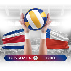 Wall Mural - Costa Rica vs Chile national teams volleyball volley ball match competition concept.