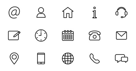 contact us thin line icon set. communication icons. contact, call, email, сhat, support etc. vector 