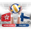 Hong Kong vs Finland national teams volleyball volley ball match competition concept.