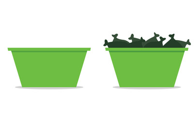 Wall Mural - Empty and full skip bin icon. Clipart image isolated on white background