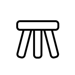 Wall Mural - Three legged stool outline icon. Clipart image isolated on white background